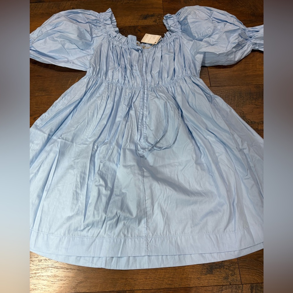 Bali elf sky Blue vacay Puff-Sleeve Dress xl